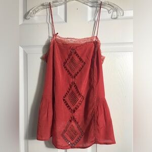 Tularosa Copper Red Lace Trim Slip Tank Top S